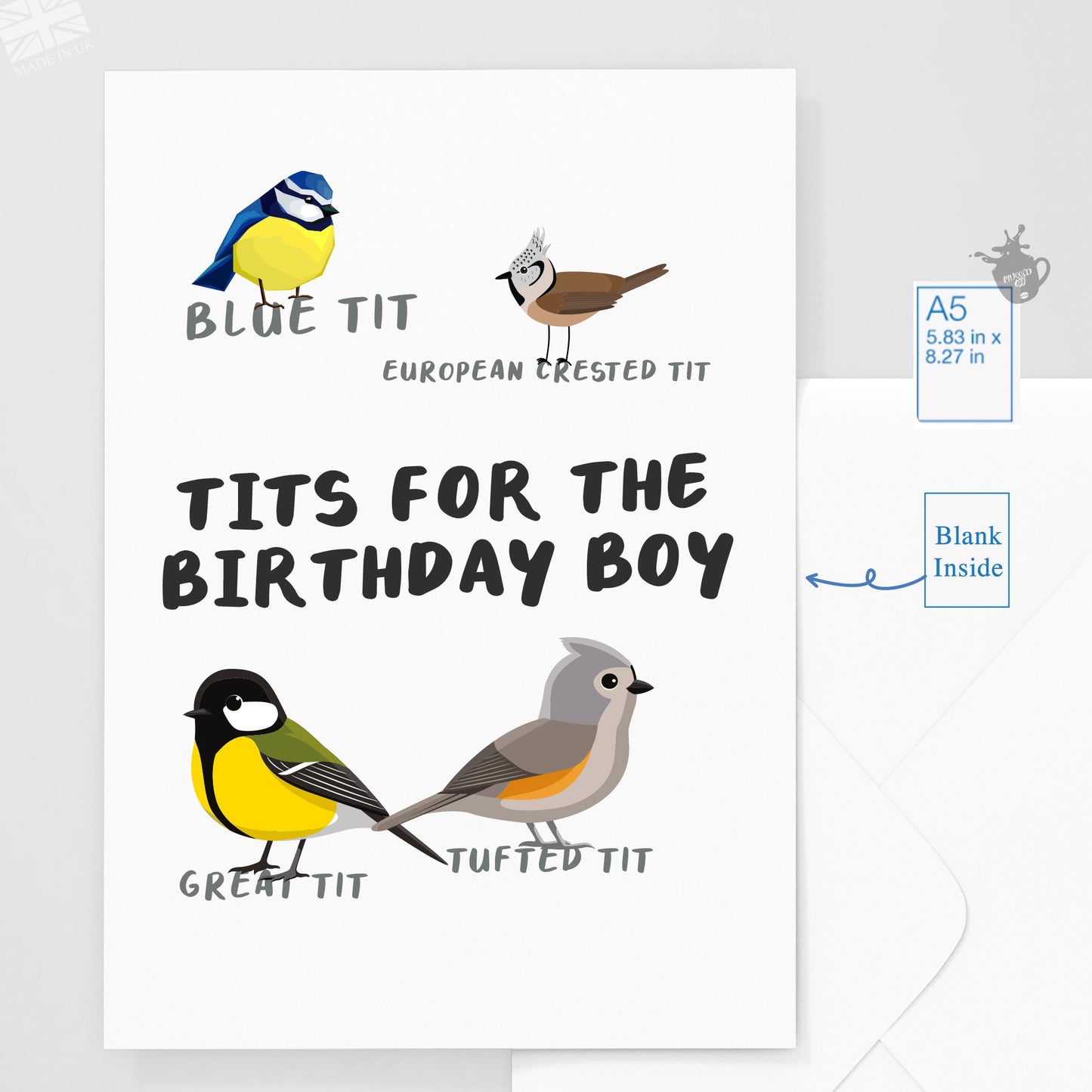 Funny rude tits for birthday boy card, cheap, funny card gift