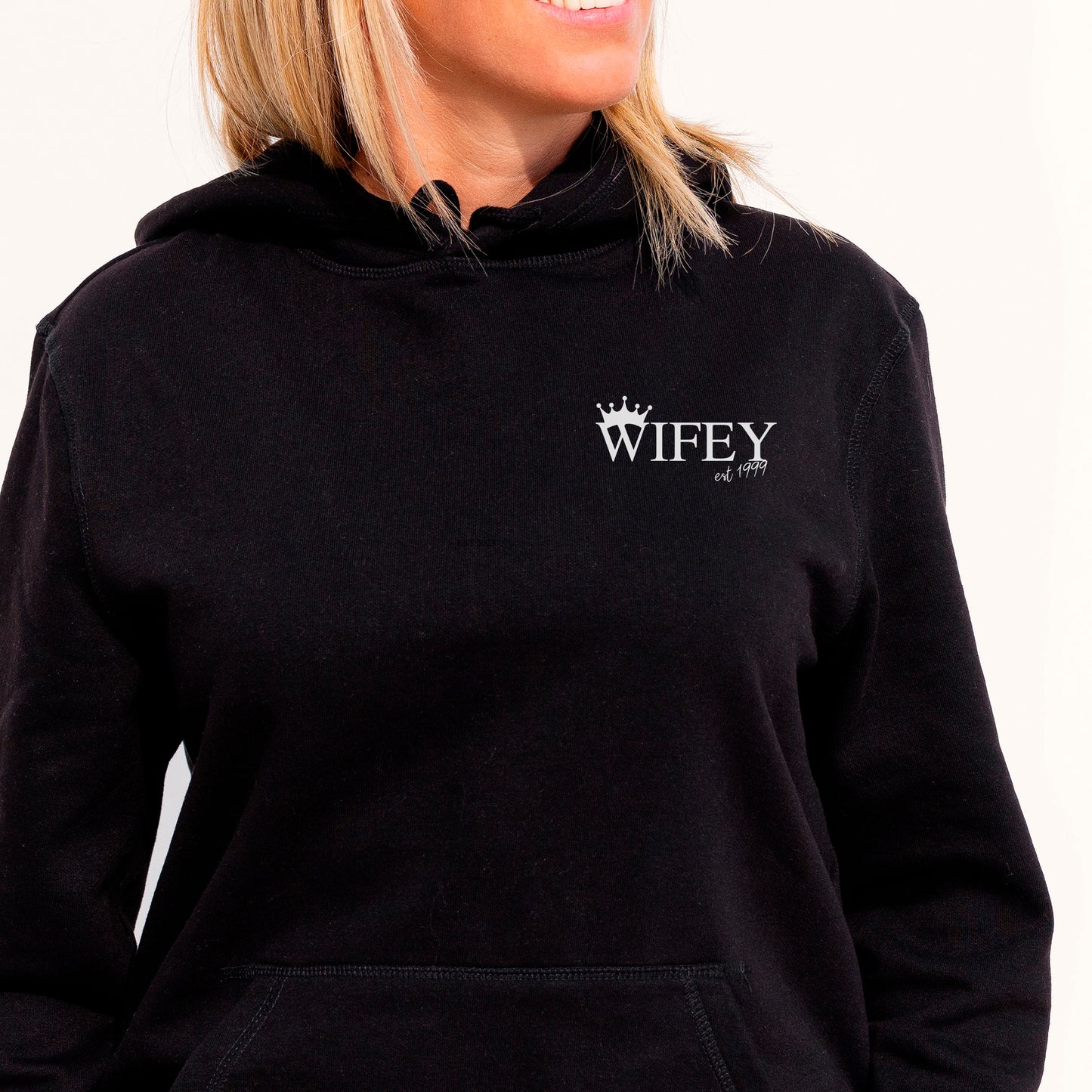 Mugged Off Personalised Wifey Hoodie With the Year Of The Wedding