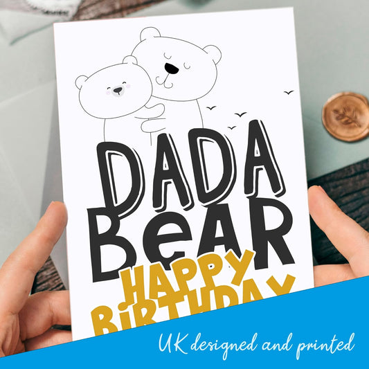 Dada Bear Dad Birthday Card, From Son, Daughter, Funny Best Dad Card, Dad fathers day card
