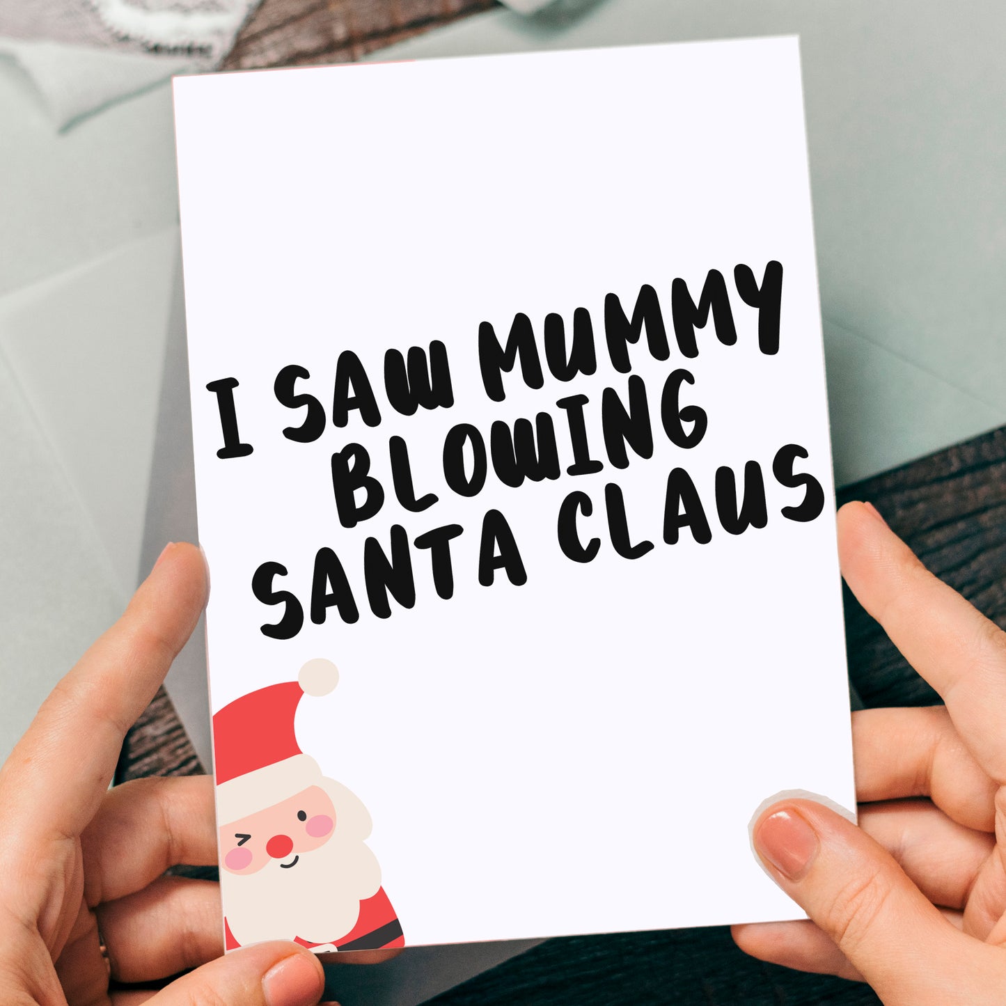 rude Santa Claus card for Christmas, secret Santa gift, funny and cheap