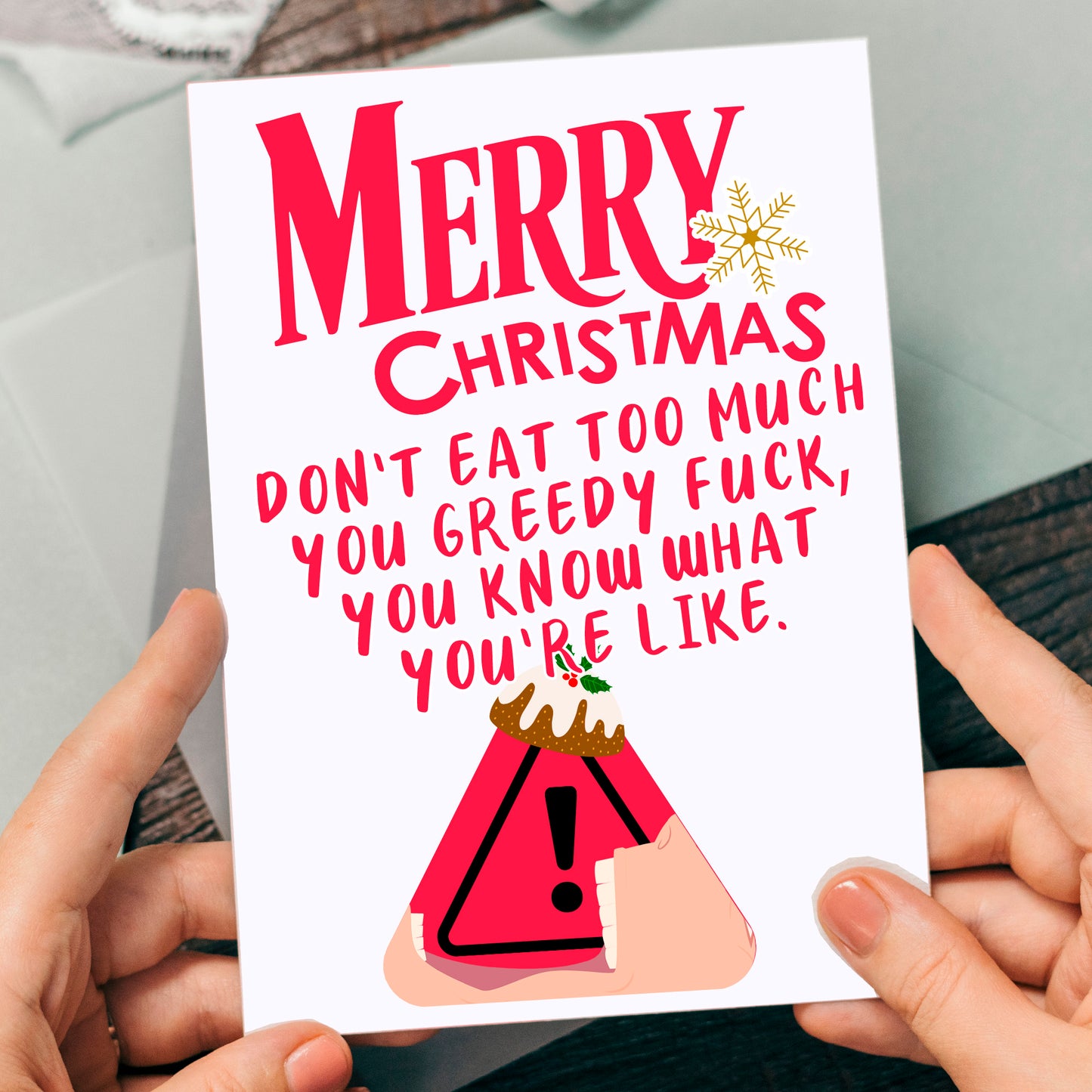 Merry Christmas greedy, funny rude card gift for secret Santa or cheap gift
