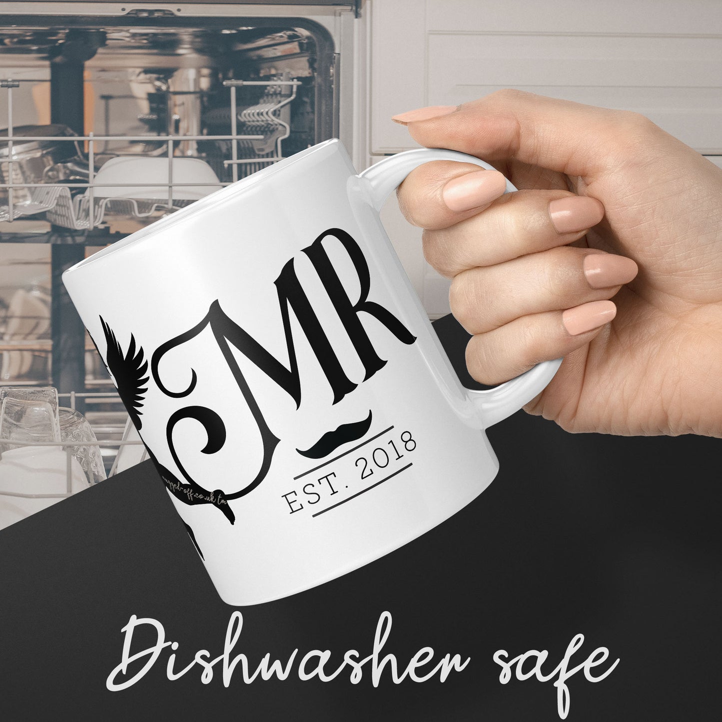 SET of mug for Mr and Mrs, marriage personalised established date, wedding and couples funny gift