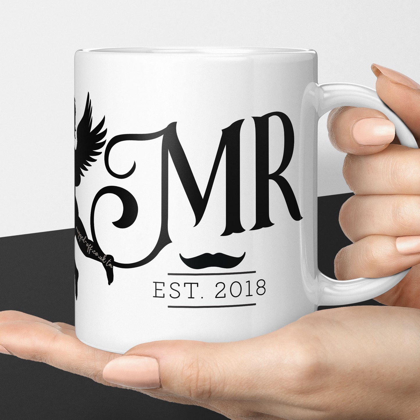 SET of mug for Mr and Mrs, marriage personalised established date, wedding and couples funny gift