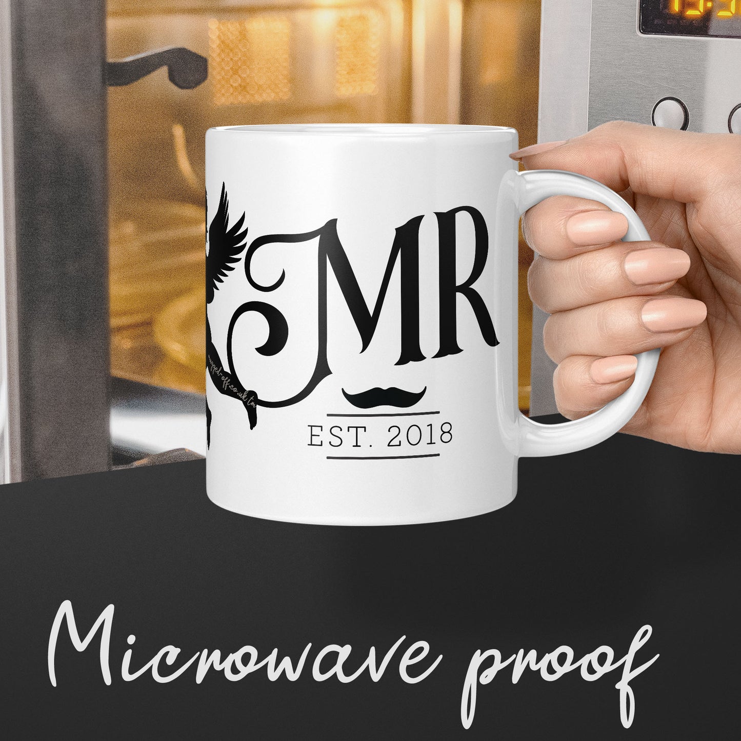 SET of mug for Mr and Mrs, marriage personalised established date, wedding and couples funny gift