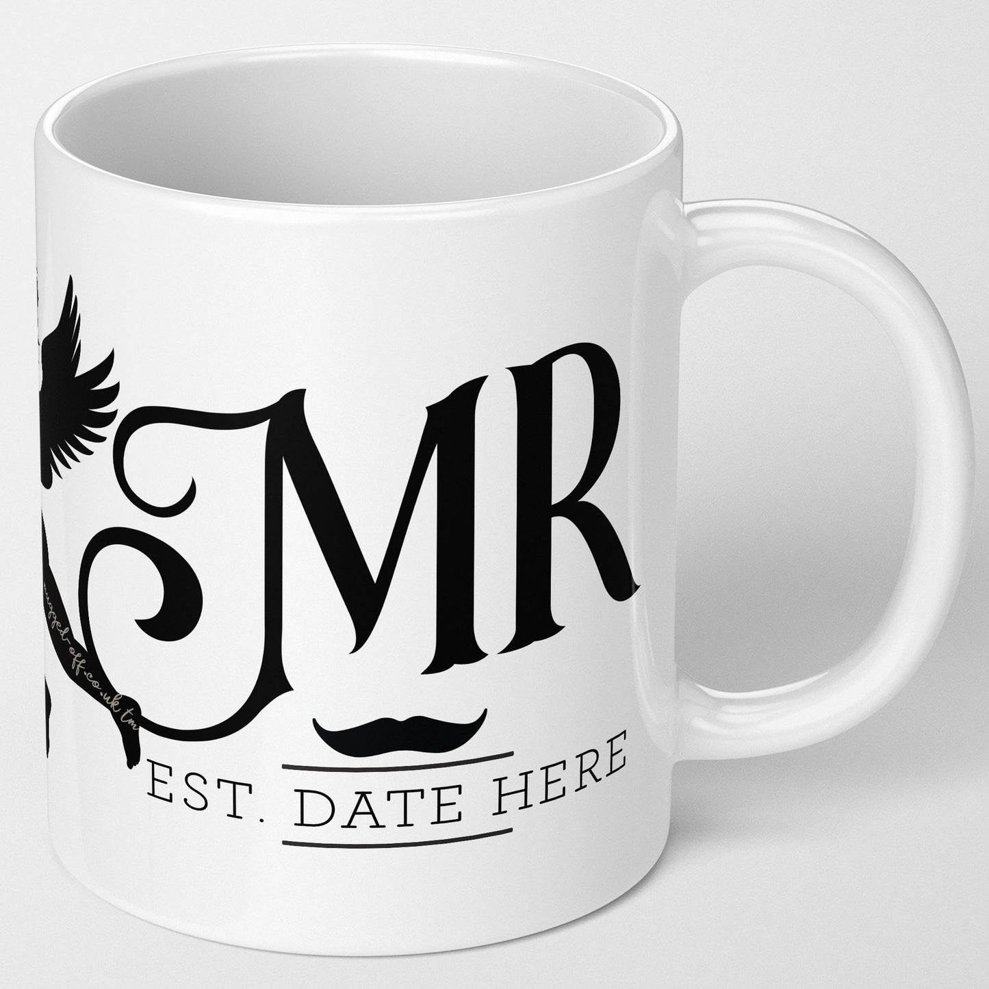 SET of mug for Mr and Mrs, marriage personalised established date, wedding and couples funny gift