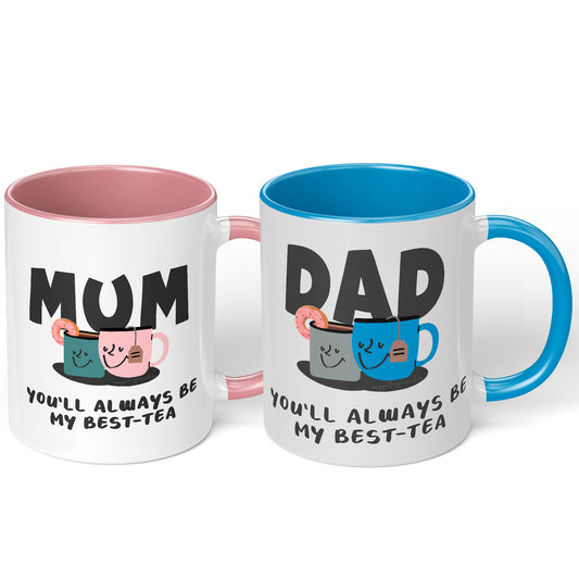 Mum and Dad Mug Gift Set You'll Aways Be My Best Tea Funny Cute Gifts Ideal Christmas Presents