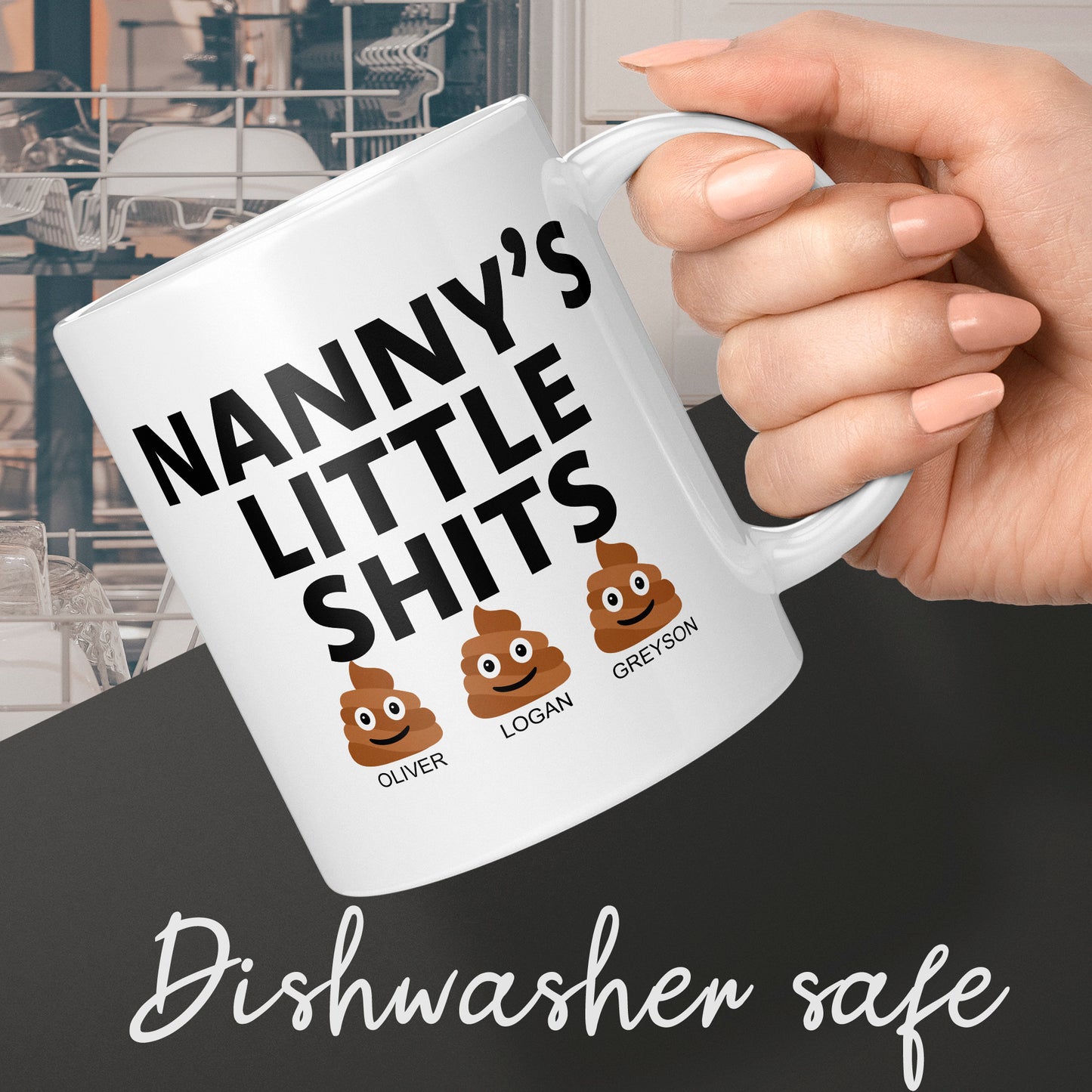 Funny gift for a nanny, personalised little shits cheap funny coffee mug