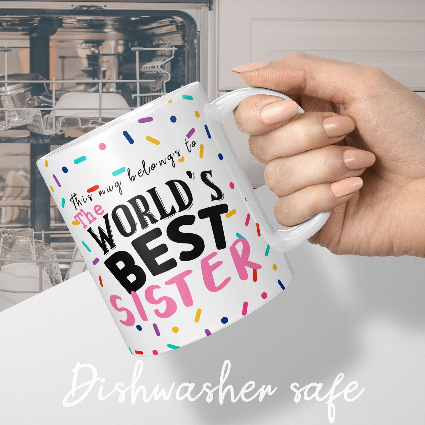 Worlds best sister gift mug for sisters birthday, coffee mug