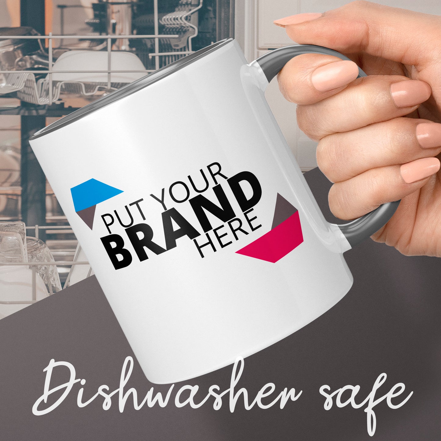 Branded Mugs (GREY) - Fully Inclusive Pricing Full Colour Both Sides &  Free Delivery