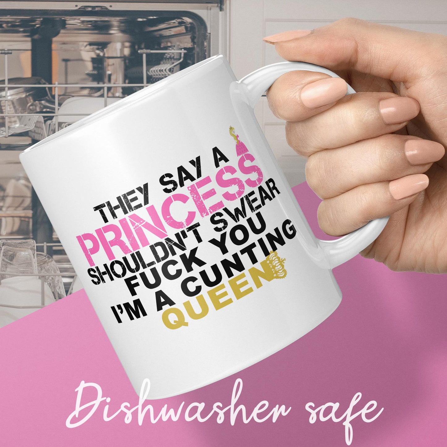 Birthday Gift for Her Queen Cunt Rude Mug F*** You I'm A C***ing Queen Gift For Her Tea Coffee Cup