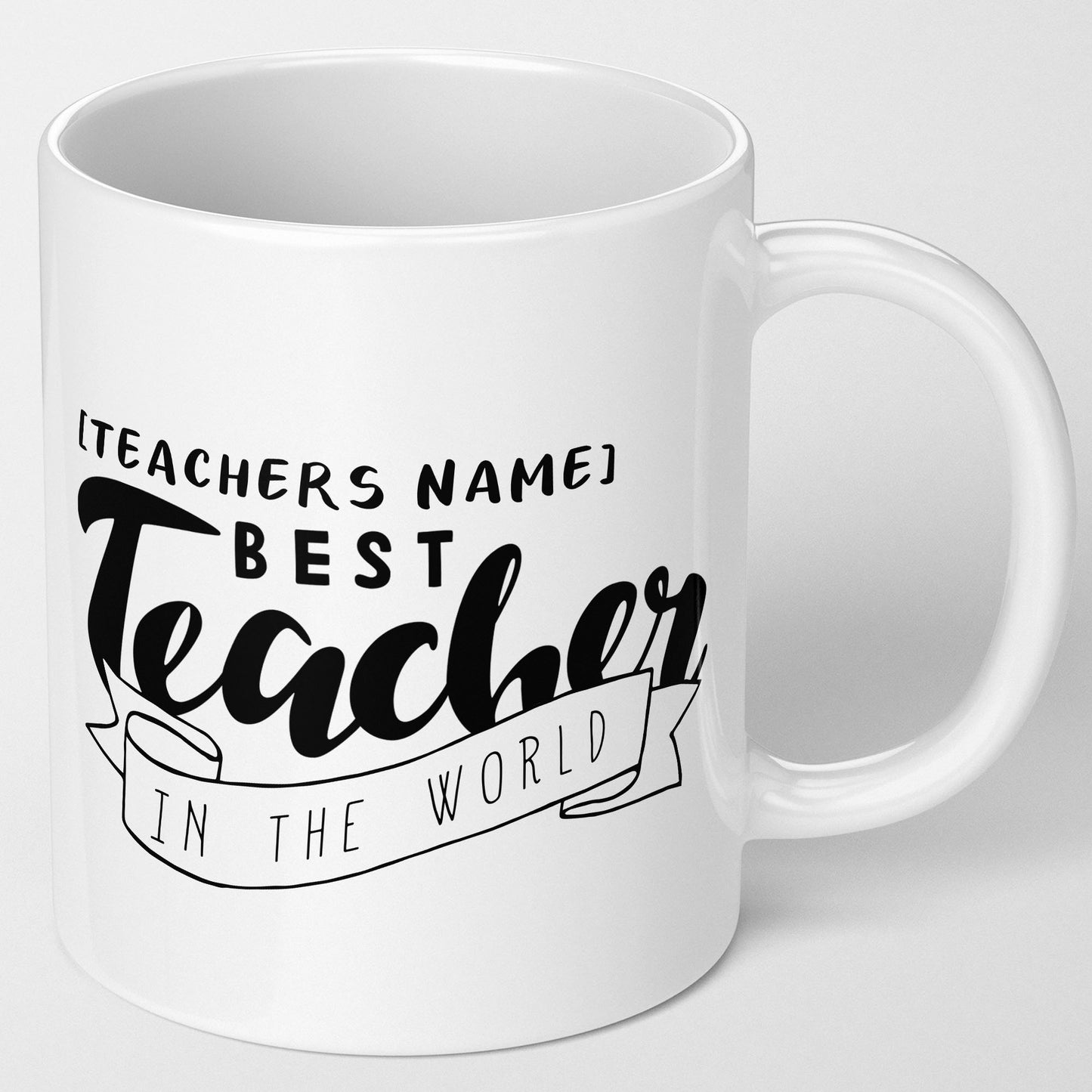 Personalised Teacher Appreciation Coffee Mug, Best Teacher in The World Design, Dishwasher Safe, White Ceramic