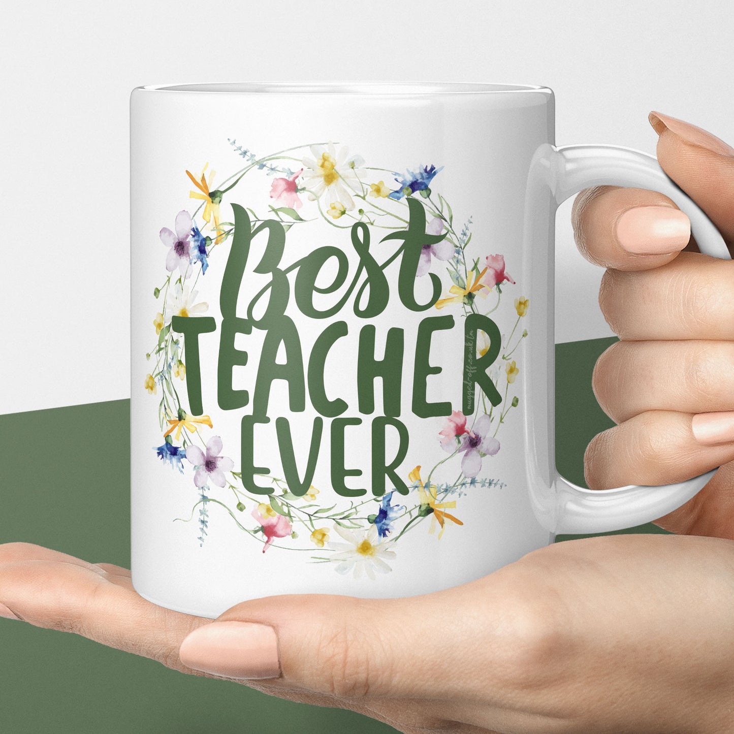 Best teacher ever mug floral design for teachers gift