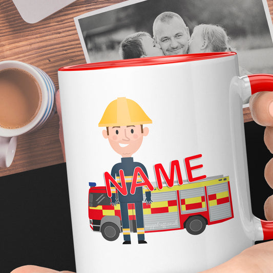 Personalised Fireman Gifts Red Fireperson 110z Mug Great Secret Santa Gift For Fireman Birthday Gift
