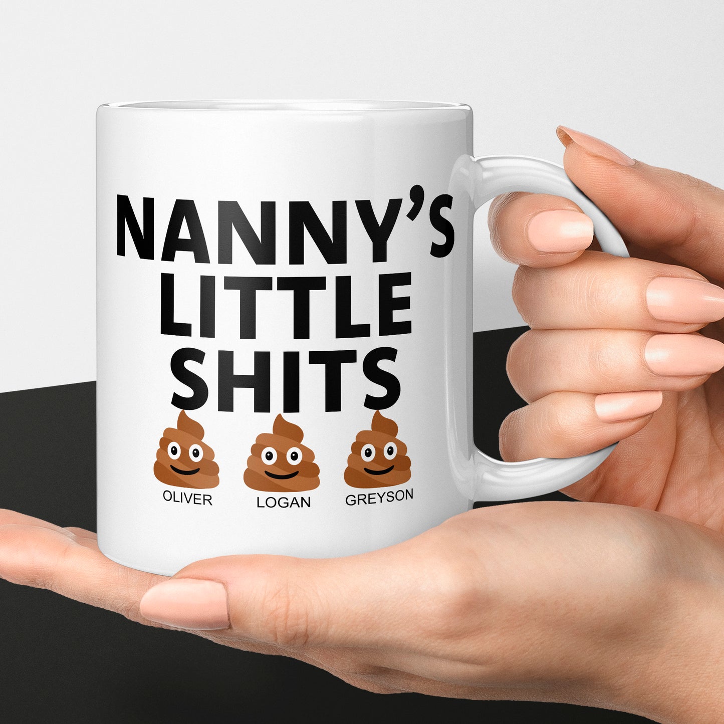 Funny gift for a nanny, personalised little shits cheap funny coffee mug