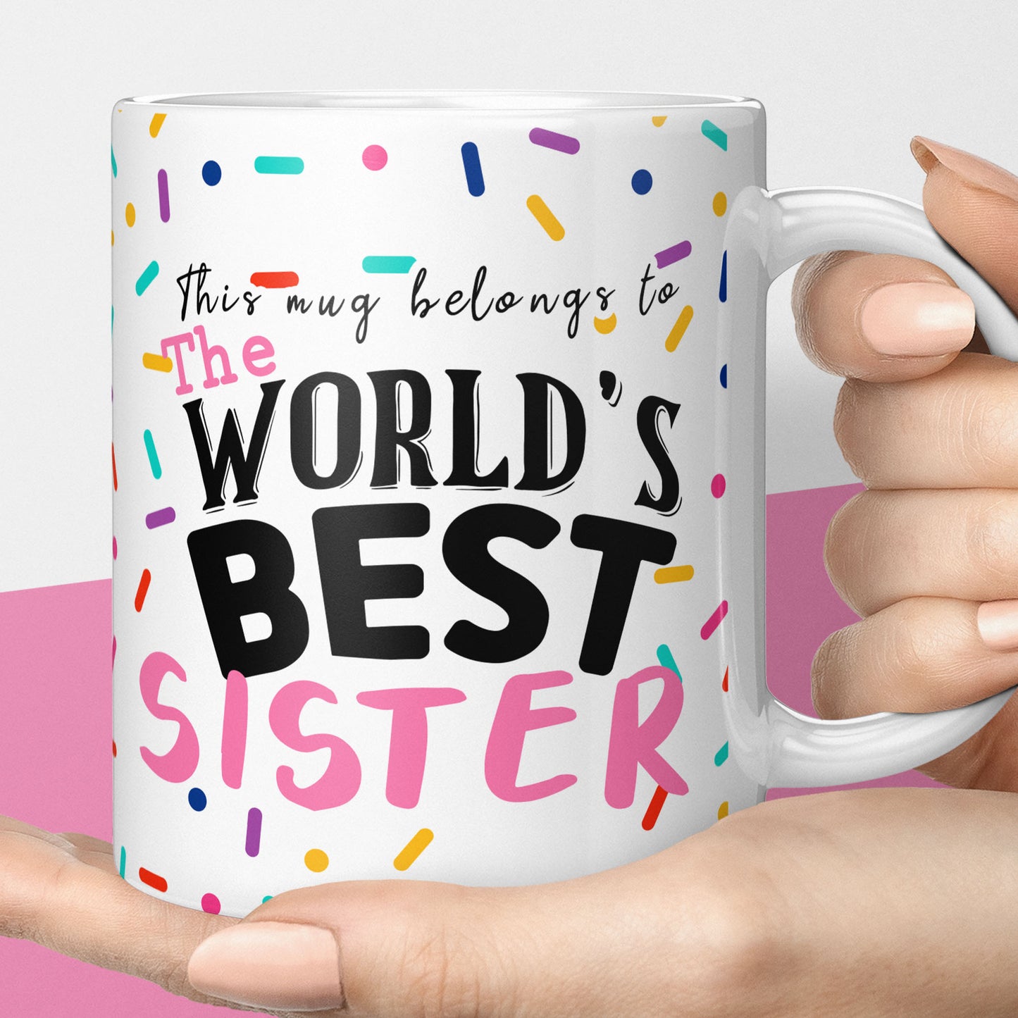 Worlds best sister gift mug for sisters birthday, coffee mug