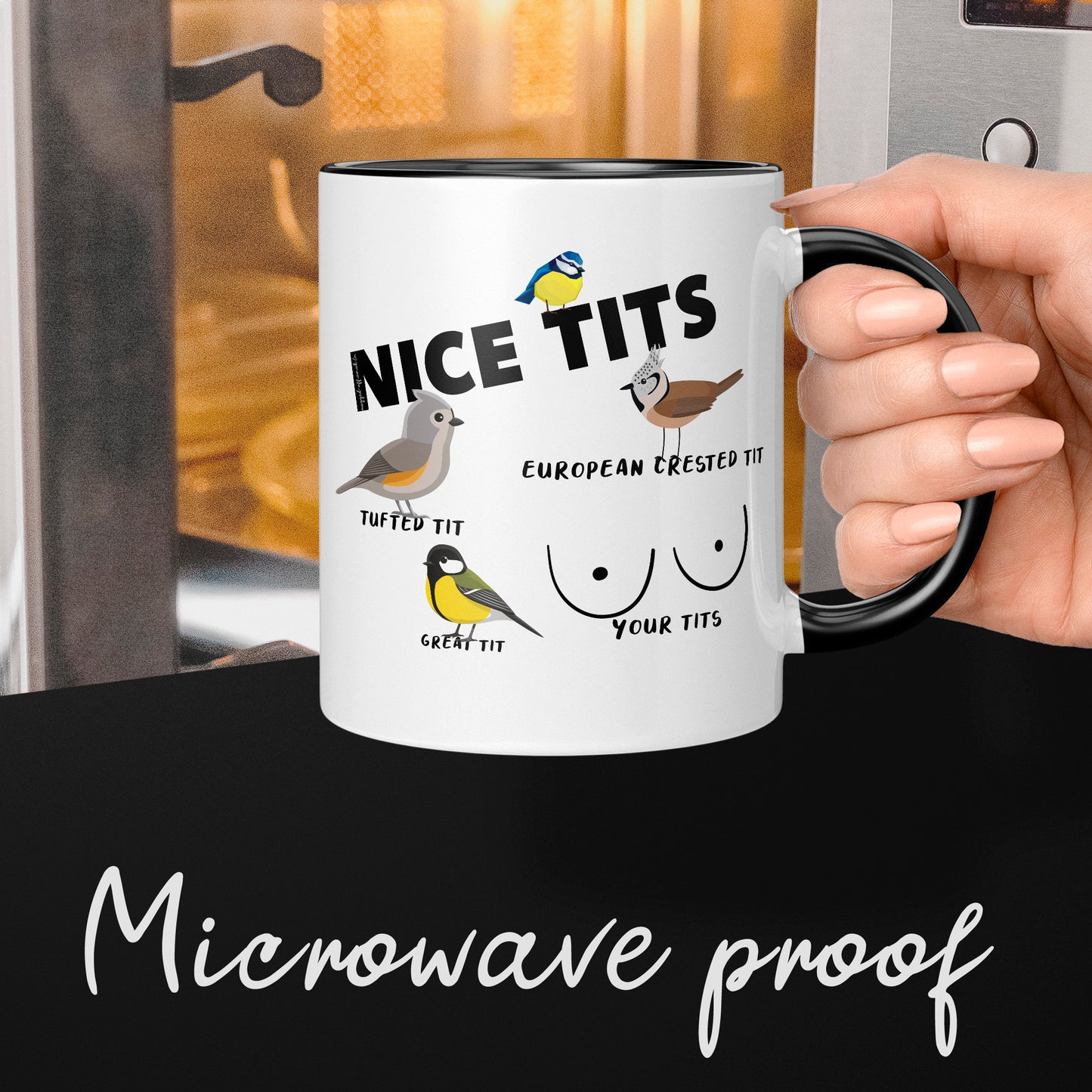 funny nice tits cheap rude mug gift, funny birdwatcher rude mug