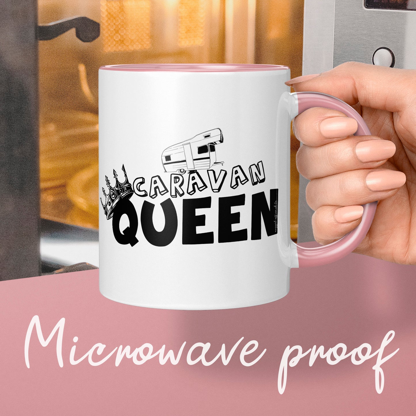 caravan queen pink mug gift for a caravan queen funny gift mug