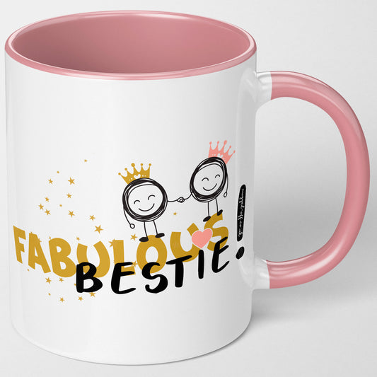Best Friends Birthday Gifts - Fabulous Bestie - Lovely Birthday Or Christmas Present for Your Bestie - Bestie Mug Pink
