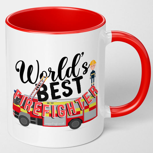 Worlds Best FireFighter Fireman Firewoman Mug Ideal Firemen Christmas Present Or Birthday Gifts