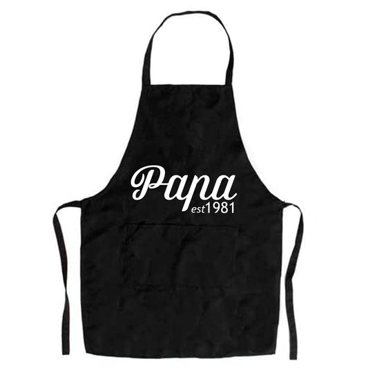 Papa Apron Papa Fathers Day Birthday grill apron Papa apron with front pocket machine washable Personalised