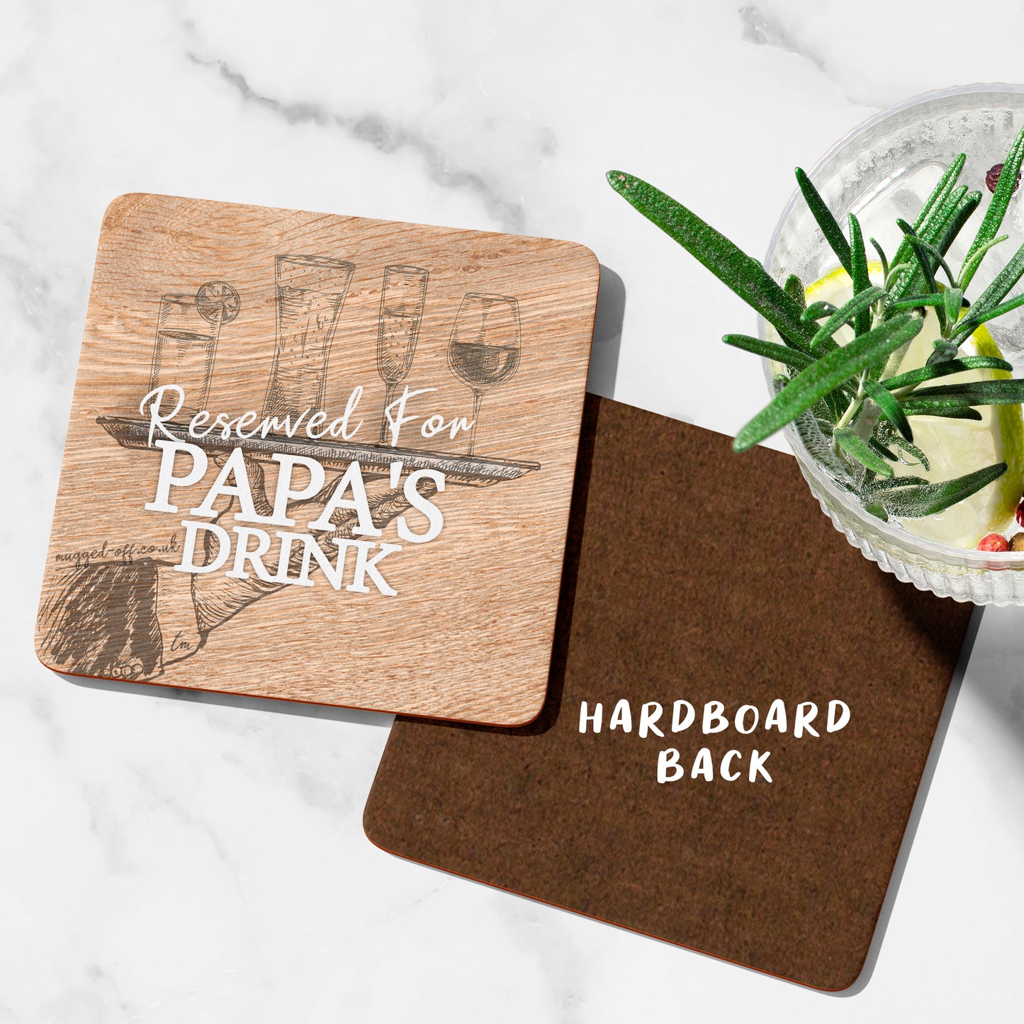 Papa Gifts Reserved For Papa’s Drink wood effect Coaster Present for Papa from Son or Daughter Ideal Dad Gift 9cm x 9cm Drinks Coaster