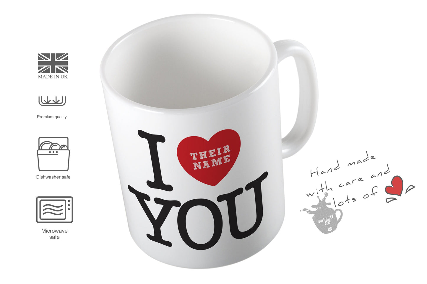 Personalised Love you mug Gift For Him or Her