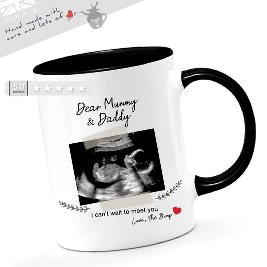 New Baby Gift Mummy/Daddy - Personalised New Baby Shower Scan Mug Pregnancy Announcement Gift For Mum Dad Mug