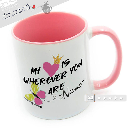 Loving Valentines Day Gifts Mug Cups Tea Coffee Mugs - My heart Is wherever you are