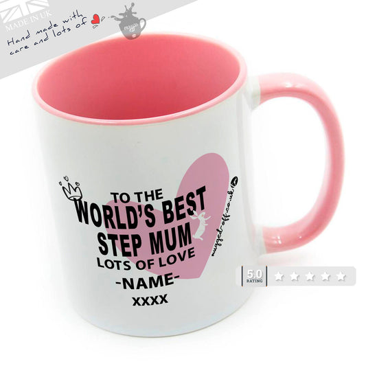 Step Mum Birthday - Worlds Best Step Mummy Mug PERSONALISED with name mugs cup