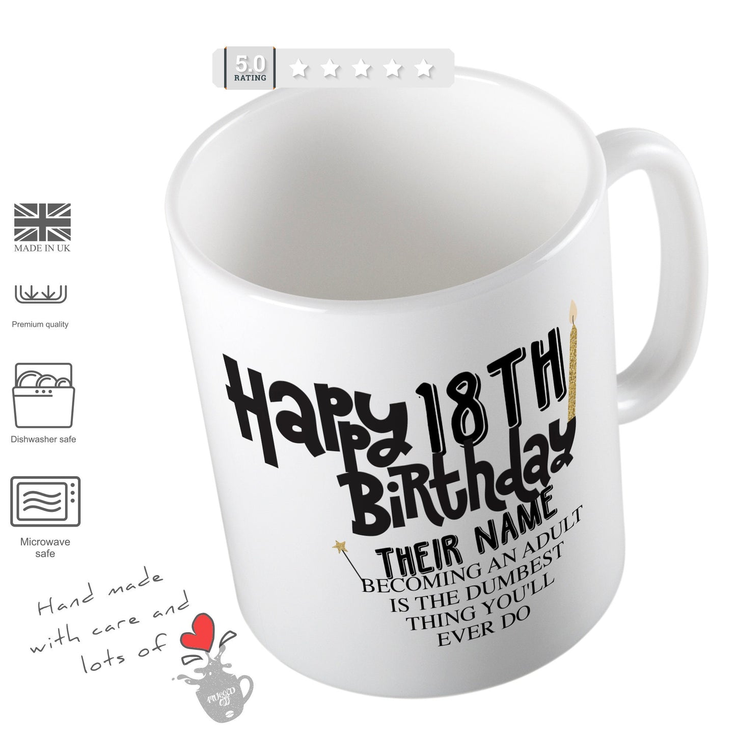Happy 18 th Birthday Present (Personalised With Their Name) Growing Up Is The Dumbest Thing You'll Ever Do Mug Cup Happy 18th Birthday