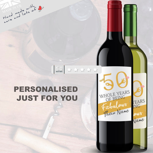 50th Birthday Wine Bottle Labels personalised - wine bottle labels for birthday