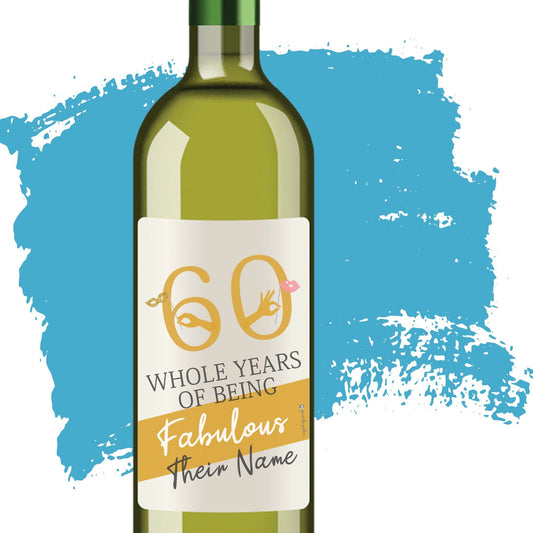 60th Birthday Wine Bottle Labels personalised - wine bottle labels for birthday