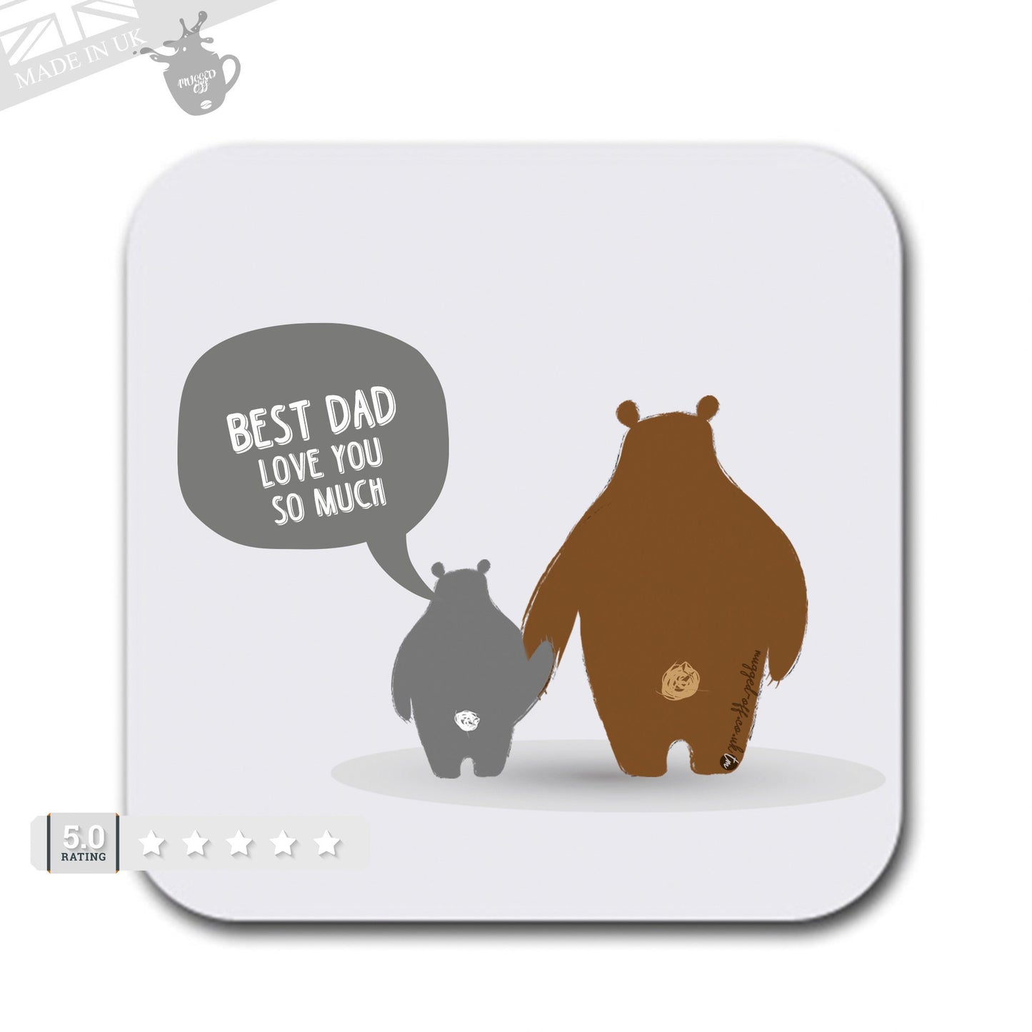 Dad Coaster Best Dad love you so much Xmas Birthday Christmas - Set of 2 Coasters
