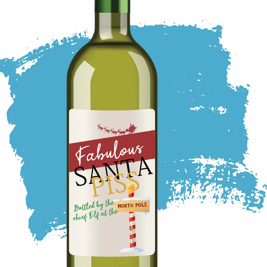 Secret Santa - 3x Santa P!ss Wine Bottle Labels Funny Joke Christmas