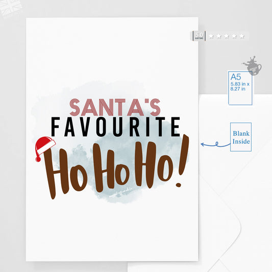 Christmas Card for her Santa's Favourite Ho Ho Ho Funny Joke Christmas Card