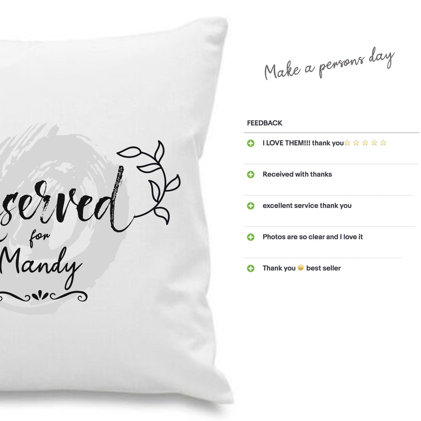 Reserved For... Personalised Cushion Cover Throw Pillow Cover Cushion Cover for Sofa Bed Home Decor