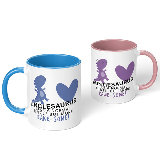 Uncle Gift & Auntie Gifts Funny Uncle Mug Auntie Mug Unclesaurus and Auntiesaurus Mug Xmas Christmas Gifts