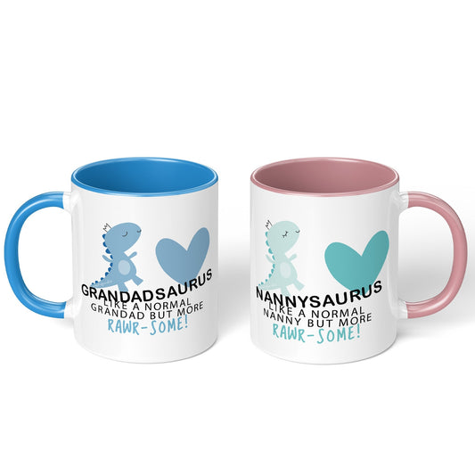 Nanny Gifts & Grandad Gift Funny Nanny Nannysaurus and Grandadsaurus Mug Xmas Christmas Birthday Gifts